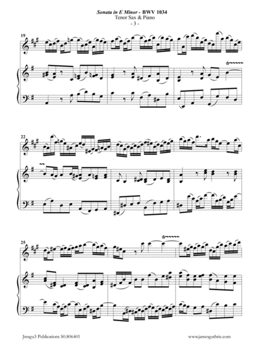 BACH: Sonata BWV 1034 for Tenor Sax & Piano image number null