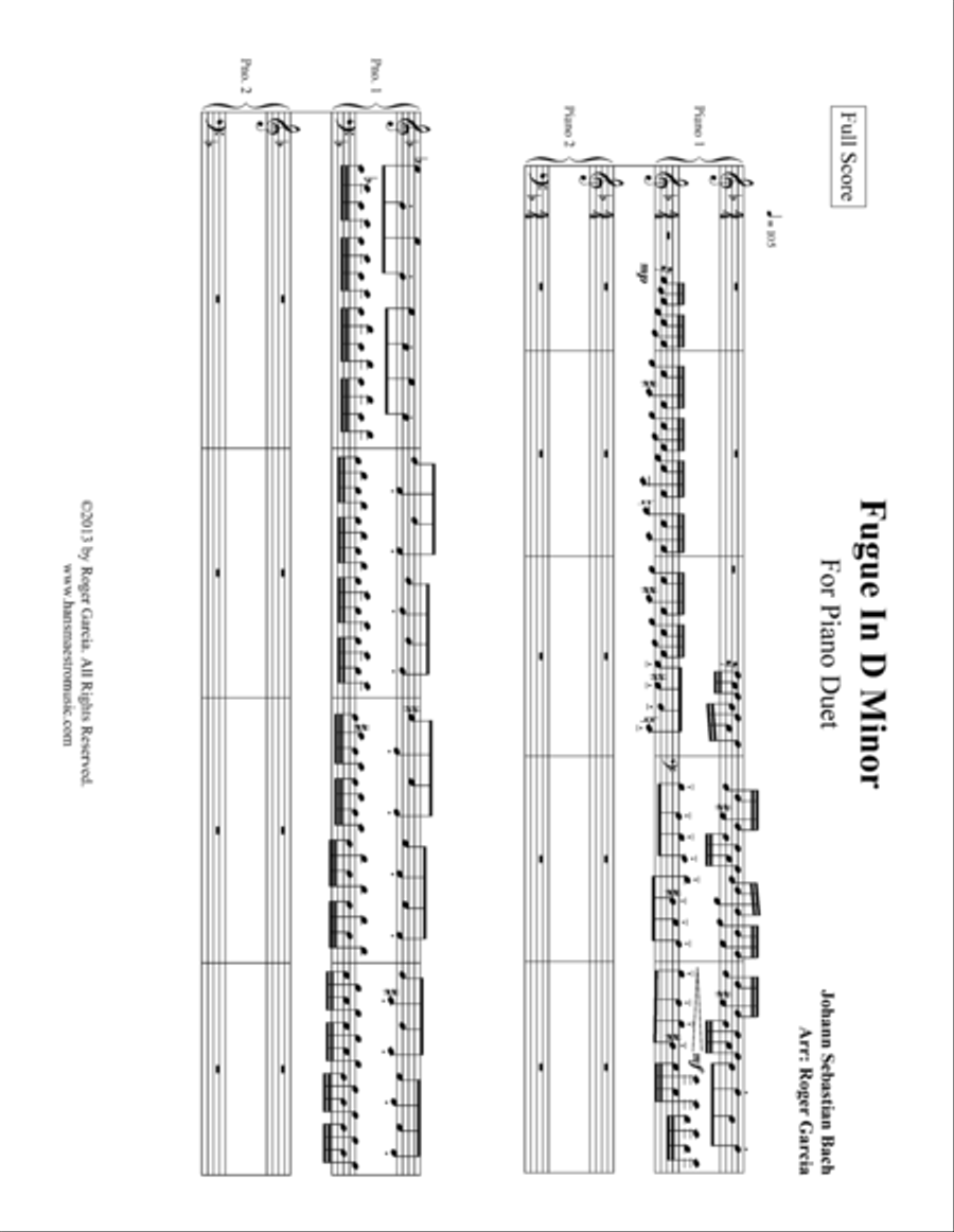 Fugue In D Minor 2 Pianos, 4-Hands scores gallery preview page 1