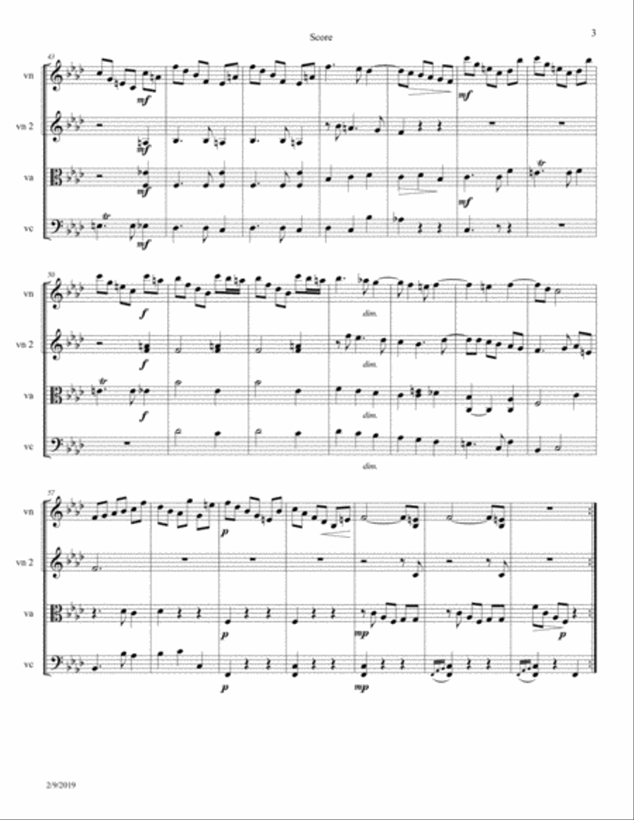 Scarlatti, D: Sonata in F minor K 69 - L382 arranged for String Quartet String Quartet scores gallery preview page 3