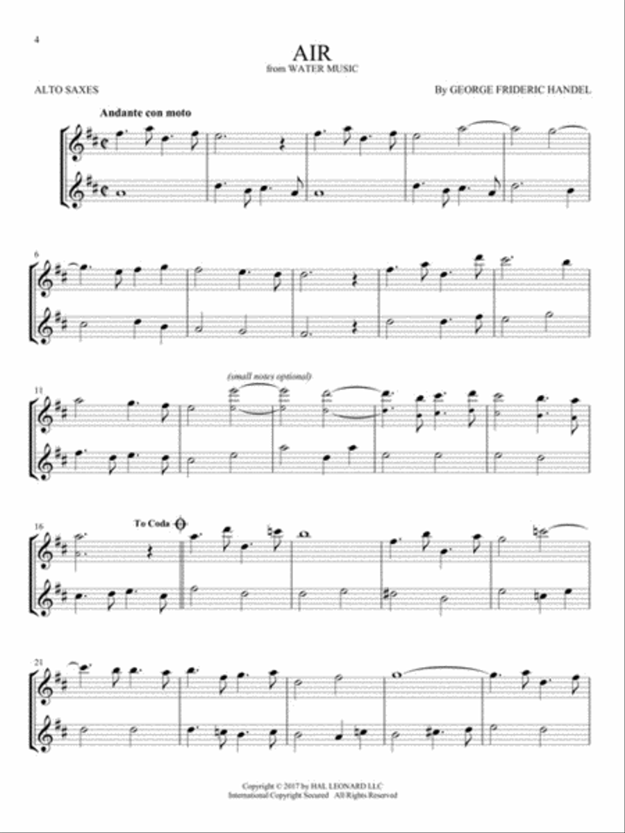 Classical Themes for Two Alto Saxophones Woodwind Duet scores gallery preview page 4