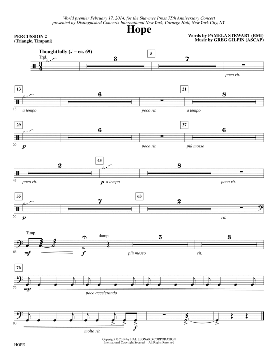 Hope - Percussion 2 Choir scores gallery preview page 1