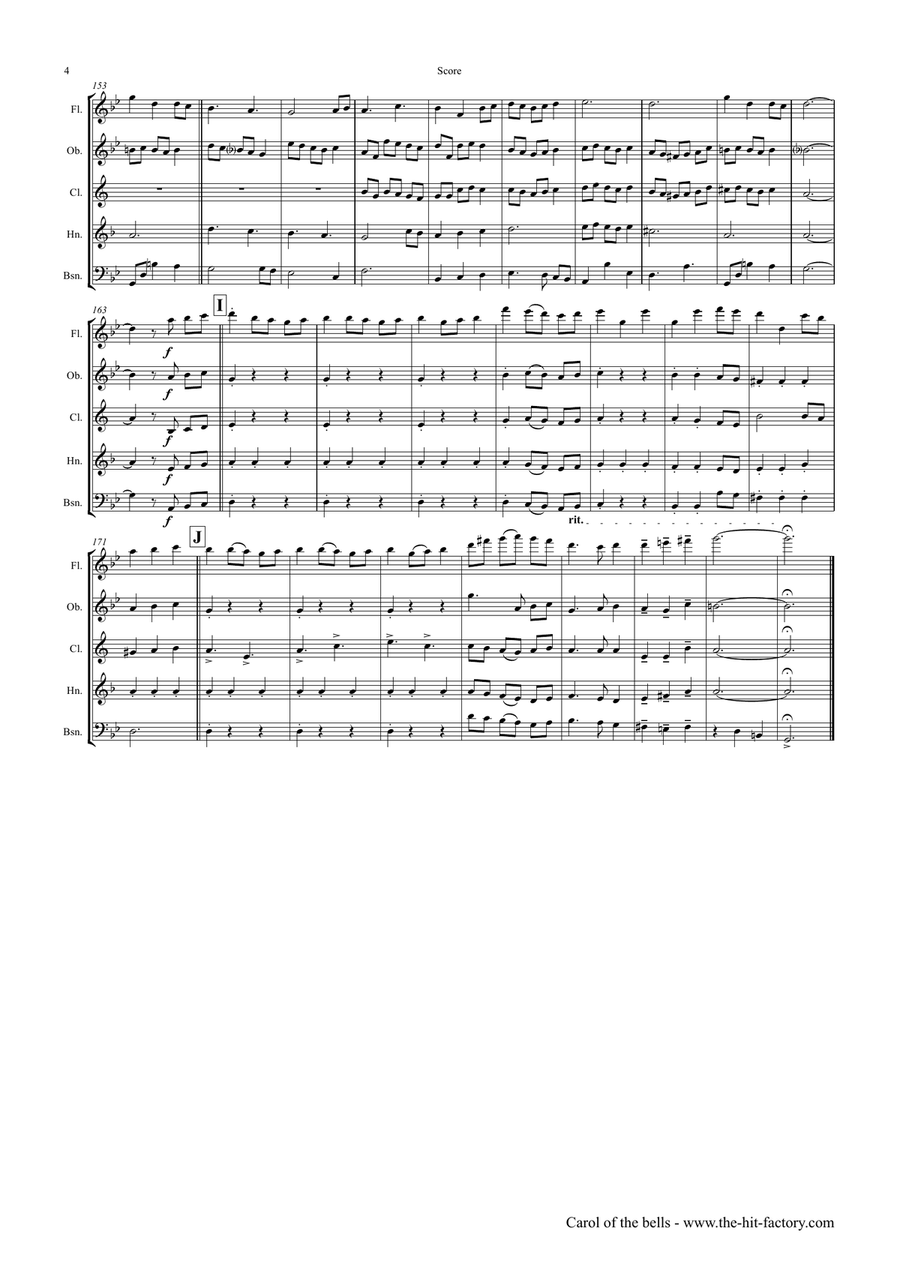 Carol of the Bells - Pentatonix style - Wind Quintet Woodwind Quintet scores gallery preview page 4