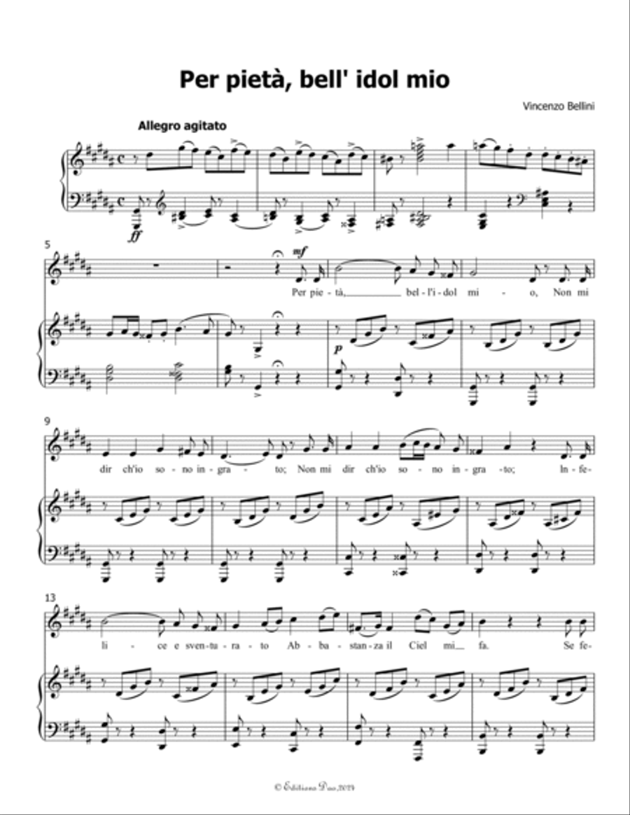 Per pietà, bell'idol mio, by Vincenzo Bellini, in g sharp minor Voice scores gallery preview page 3