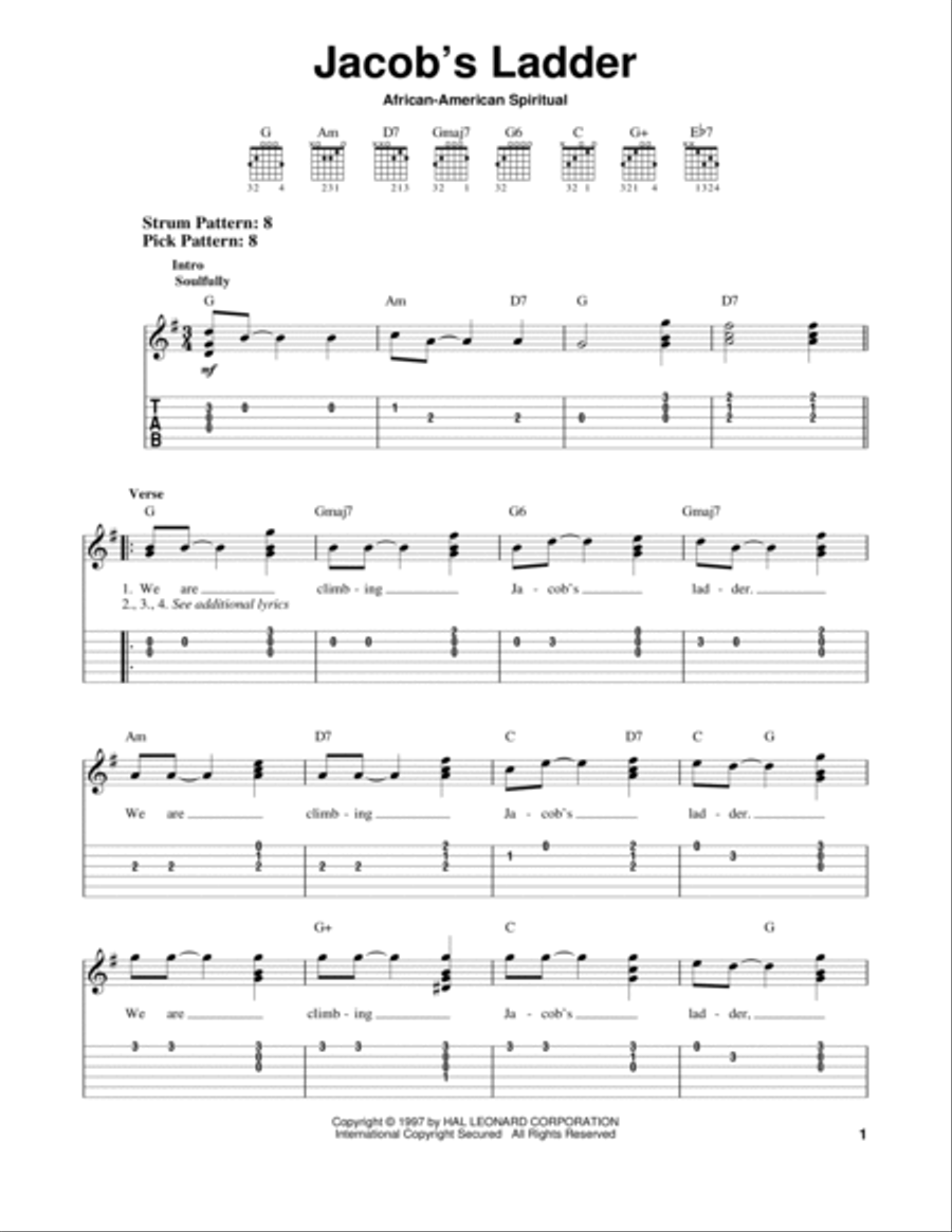 We Are Climbing Jacob's Ladder Acoustic Guitar scores gallery preview page 1
