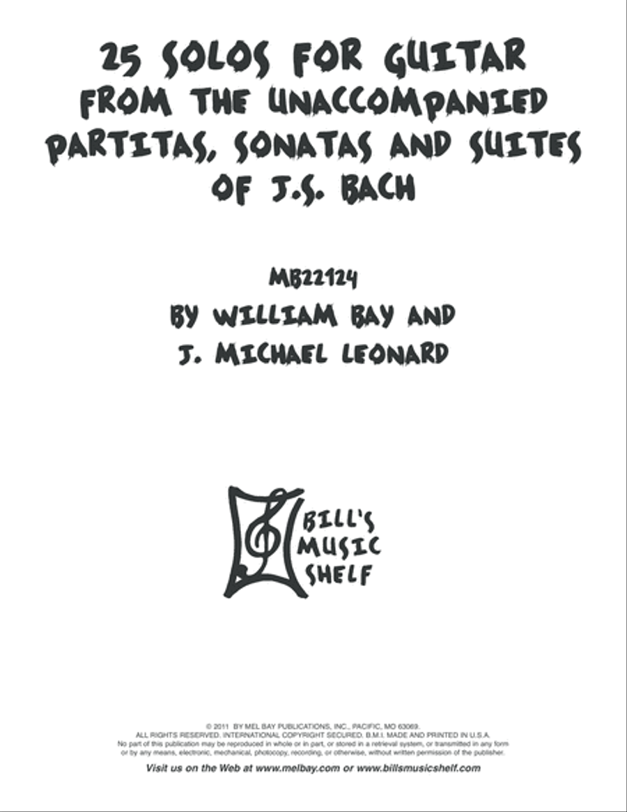 25 Solos for Guitar from the Unaccompanied Partitas, Sonatas and Suites of J.S. Bach Classical Guitar scores gallery preview page 2