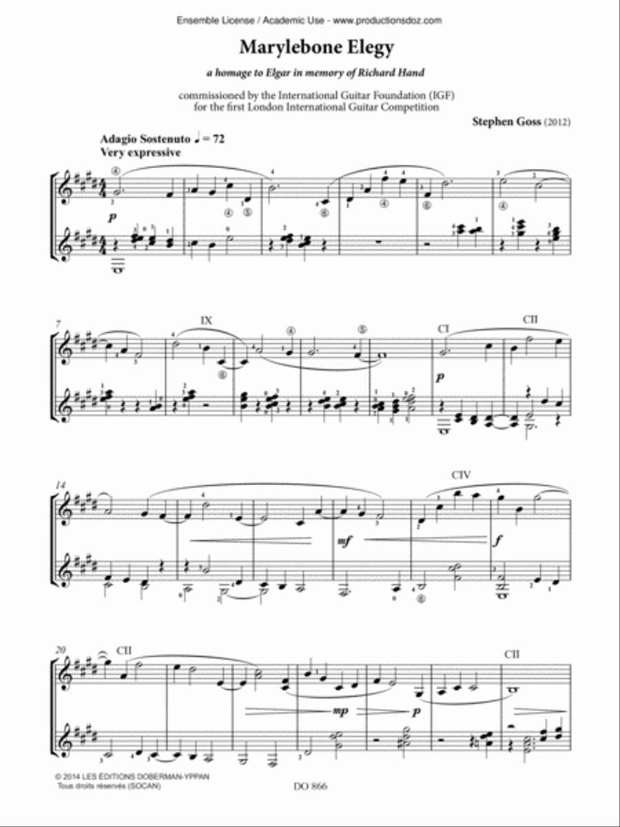 Marylebone Elegy Classical Guitar scores gallery preview page 4