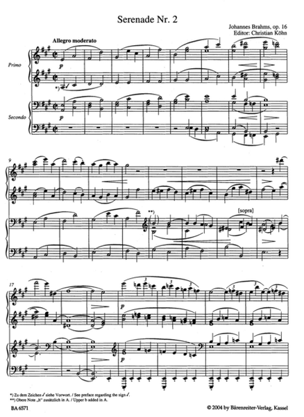 Serenade, No. 2 A major, Op. 16