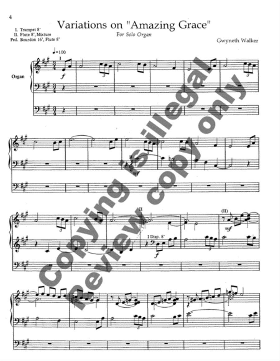Variations on Amazing Grace Organ scores gallery preview page 4
