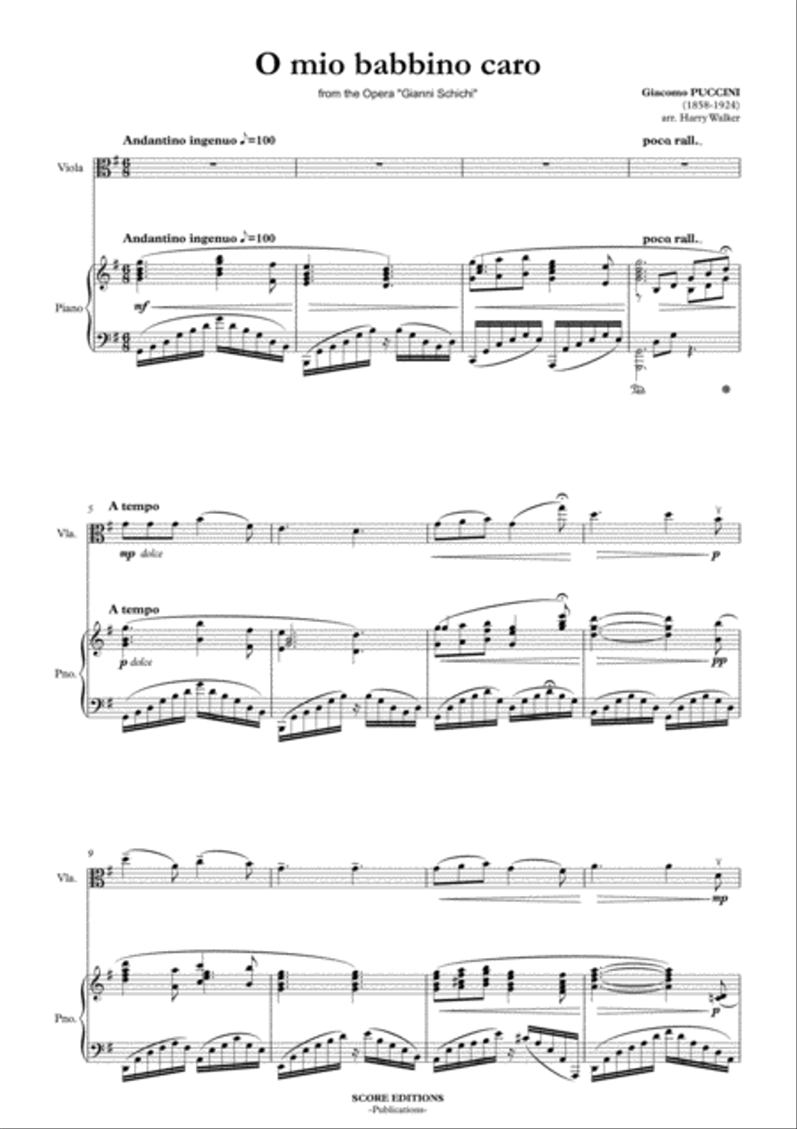 Puccini: O Mio Babbino Caro (for Viola and Piano) Piano scores gallery preview page 3