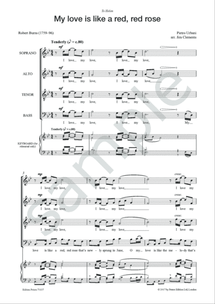 My love is like a red, red rose for SATB Choir 4-Part scores gallery preview page 2