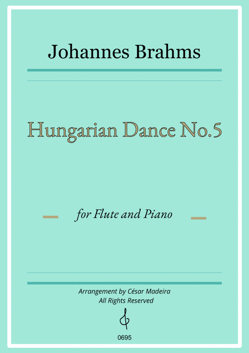 Hungarian Dance No.5 by Brahms - Flute and Piano (Full Score and Parts) image number null