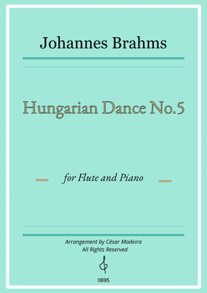 Book cover for Hungarian Dance No.5 by Brahms - Flute and Piano (Full Score and Parts)