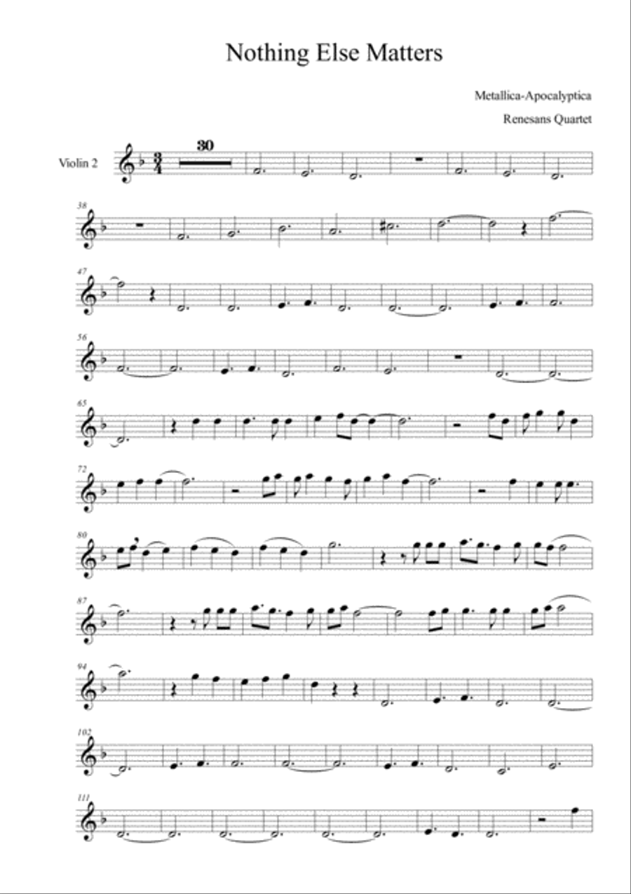 Nothing Else Matters String Quartet scores gallery preview page 3