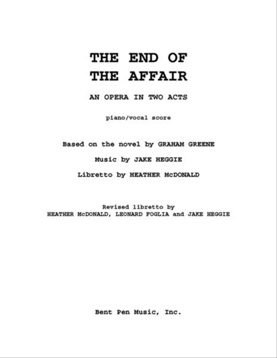 Book cover for End of the Affair (piano/vocal score)