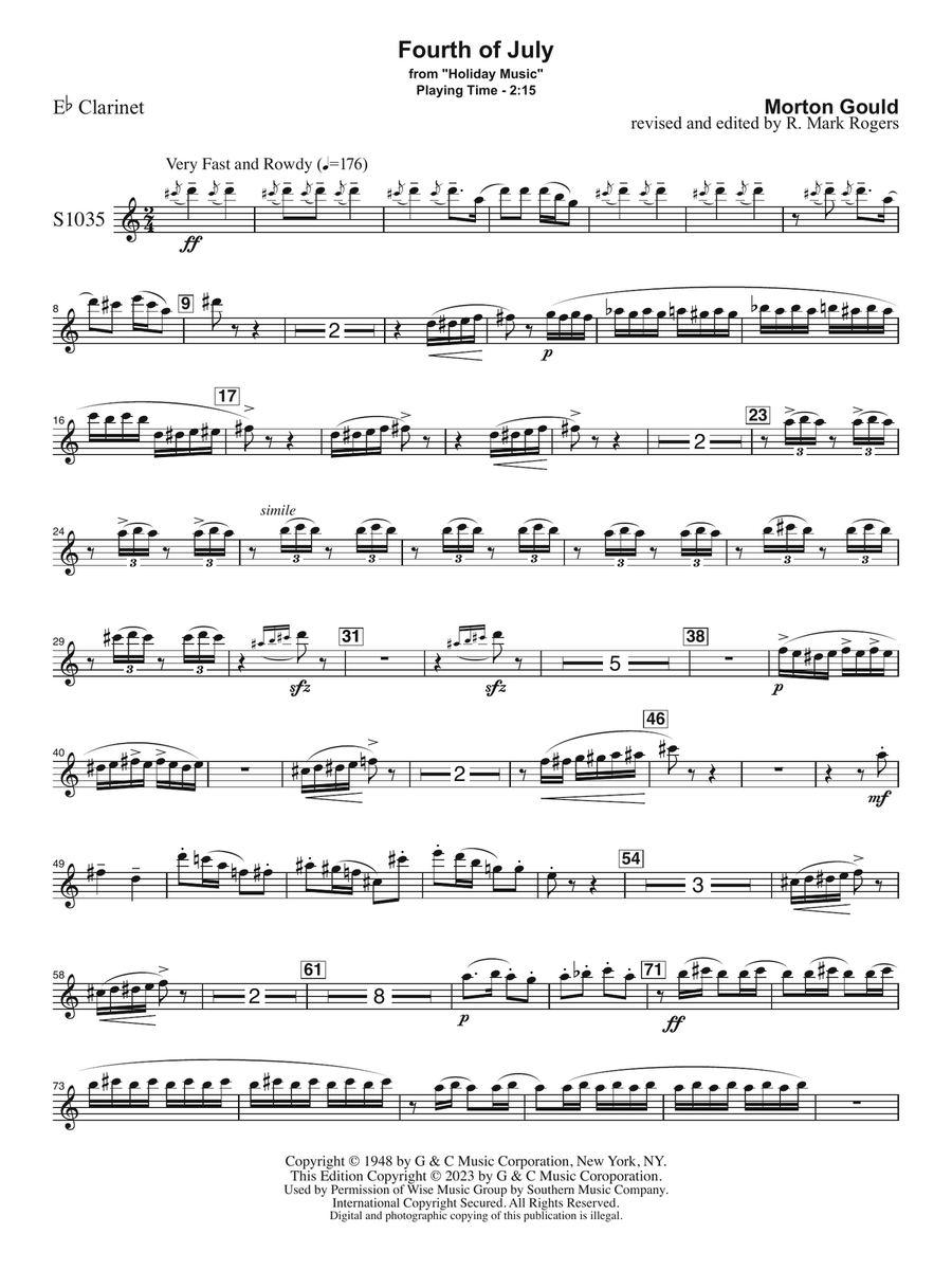 Fourth of July (arr. R. Mark Rogers) - Eb Clarinet Concert Band scores gallery preview page 1