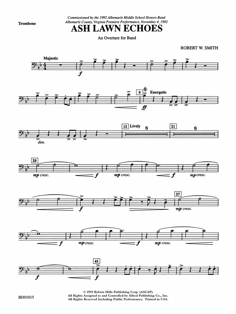 Ash Lawn Echoes (An Overture for Band): 1st Trombone
