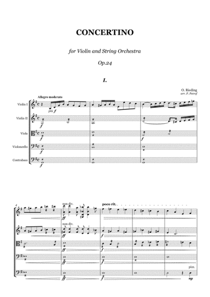O. Rieding - CONCERTINO for Violin and String Orchestra Op.24 - score and parts image number null