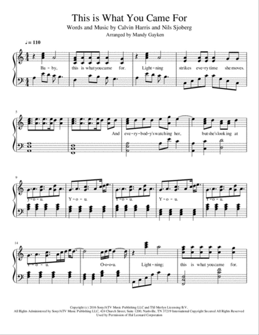 This Is What You Came For Piano Solo scores gallery preview page 1