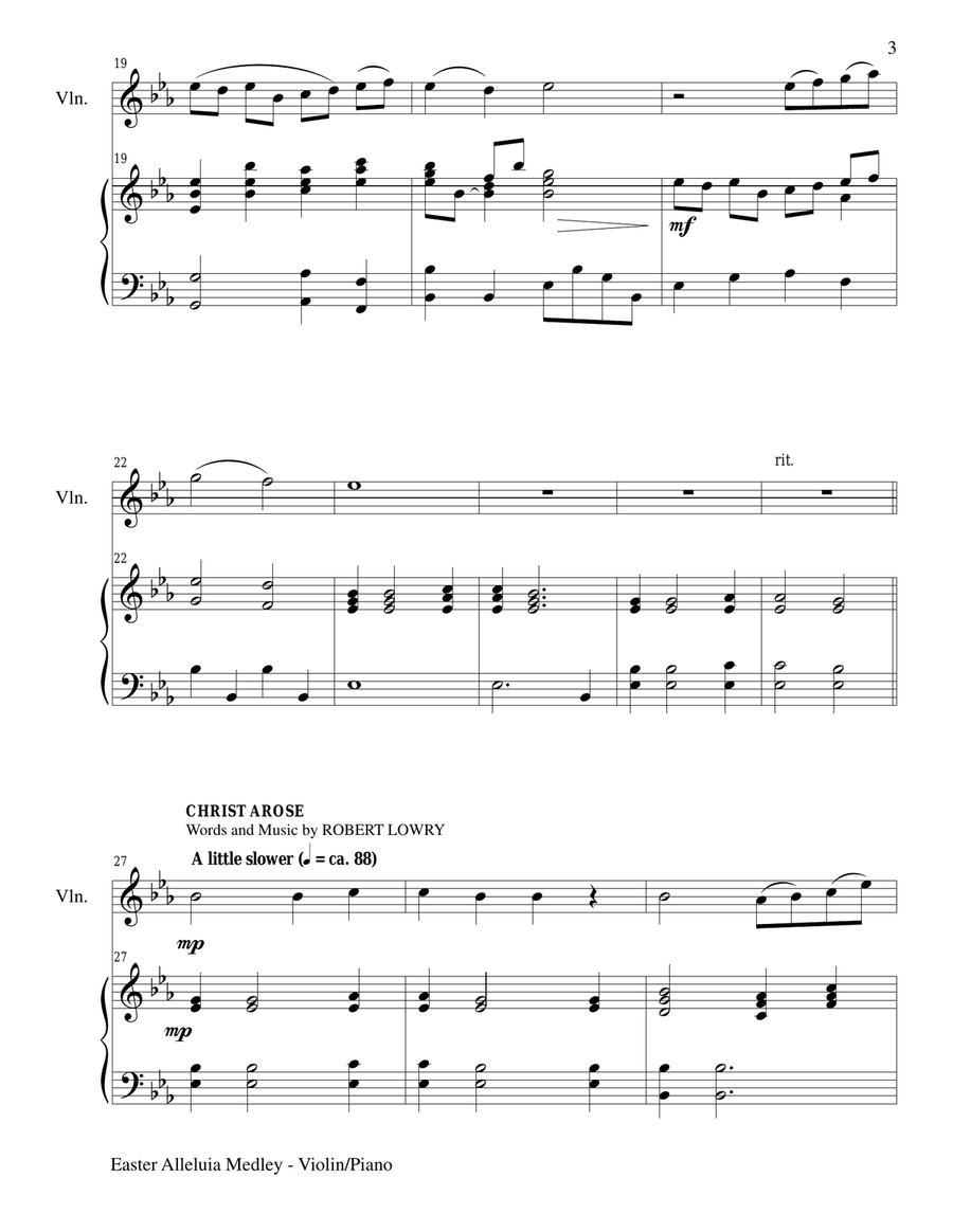EASTER ALLELUIA MEDLEY (Duet – Violin/Piano) Score and Violin Part Violin Solo scores gallery preview page 3
