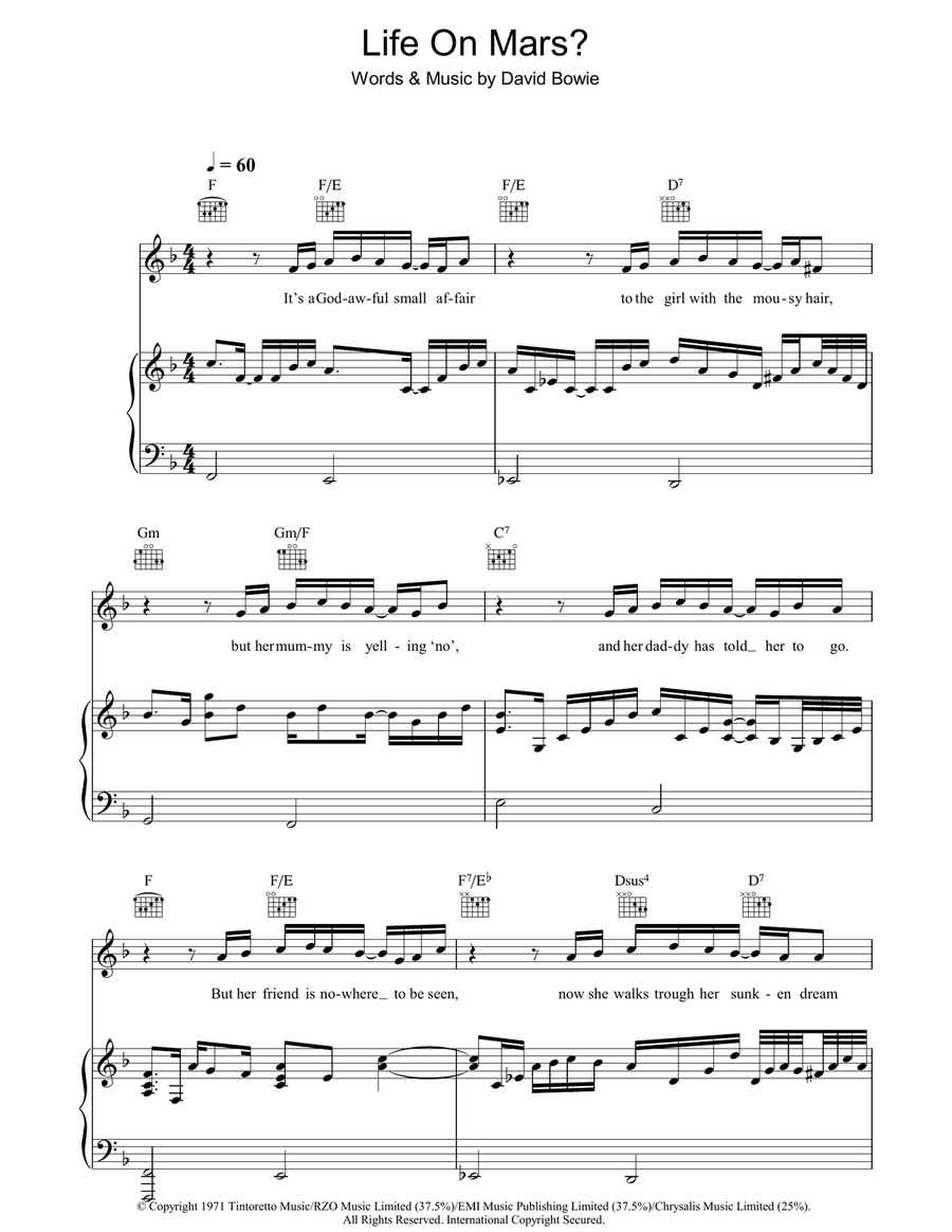 Life On Mars? Life On Mars? Piano, Vocal, Guitar scores gallery preview page 1