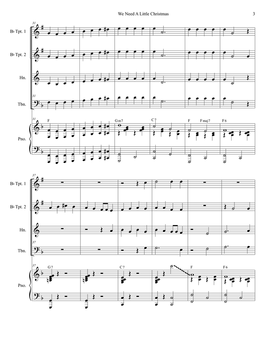 We Need A Little Christmas Brass Quartet scores gallery preview page 3