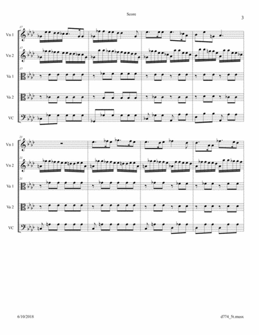 Schubert: Auf Dem Wasser Zu Singen (to sing on the water) D774, Arranged for 2-Violas String Quinte image number null