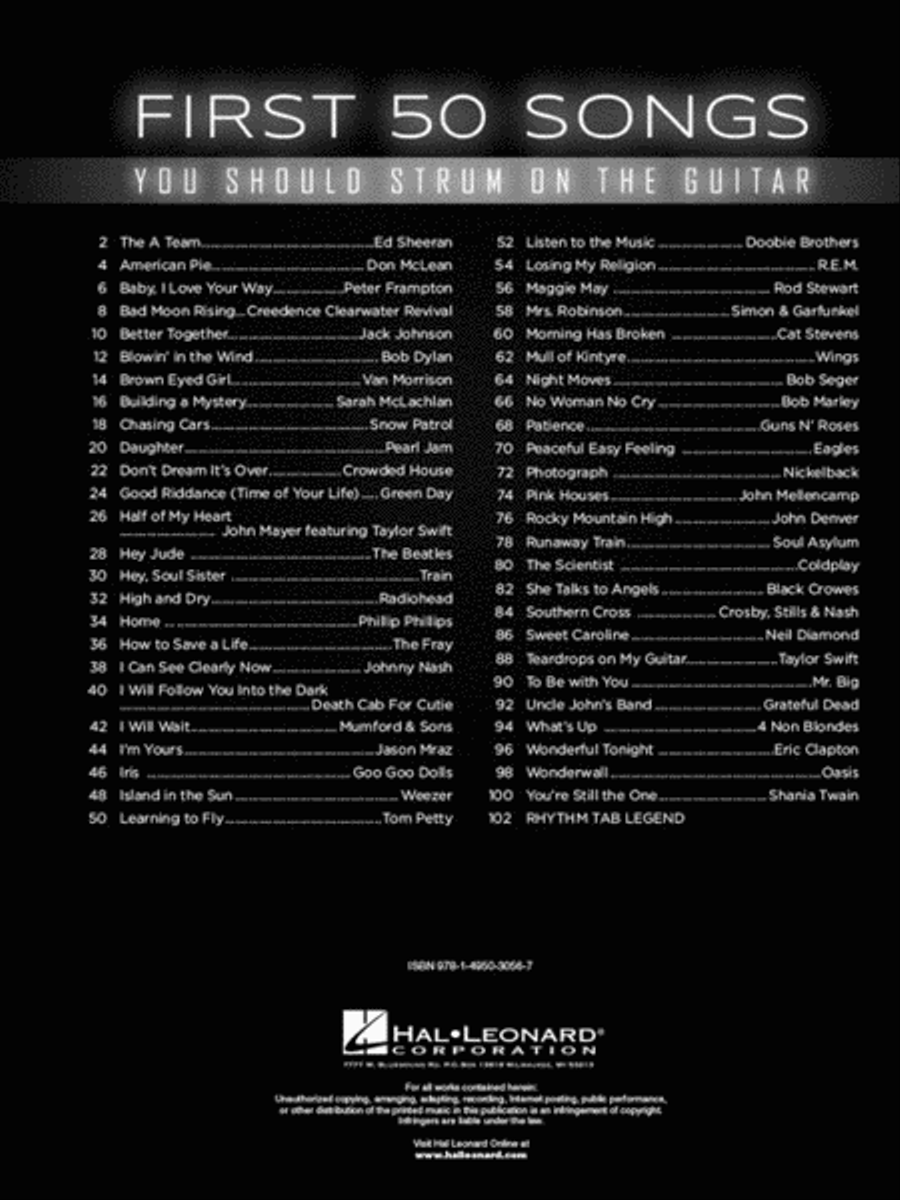 First 50 Songs You Should Strum on Guitar Acoustic Guitar scores gallery preview page 2