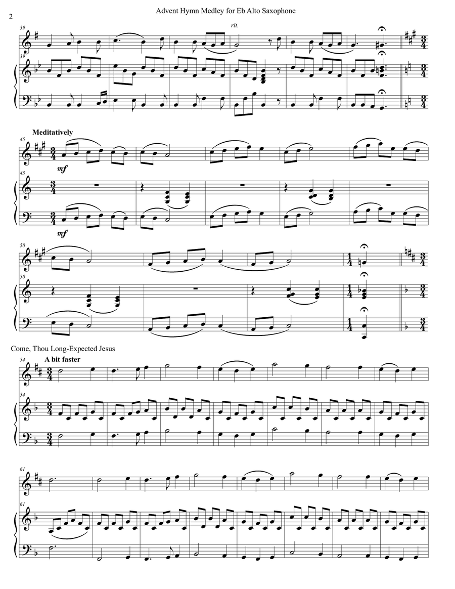 Advent Hymn Medley for Alto Saxophone and Piano Alto Saxophone scores gallery preview page 2
