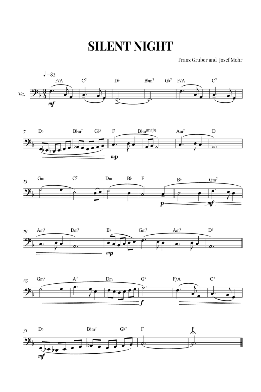 Silent night Piano scores gallery preview page 1