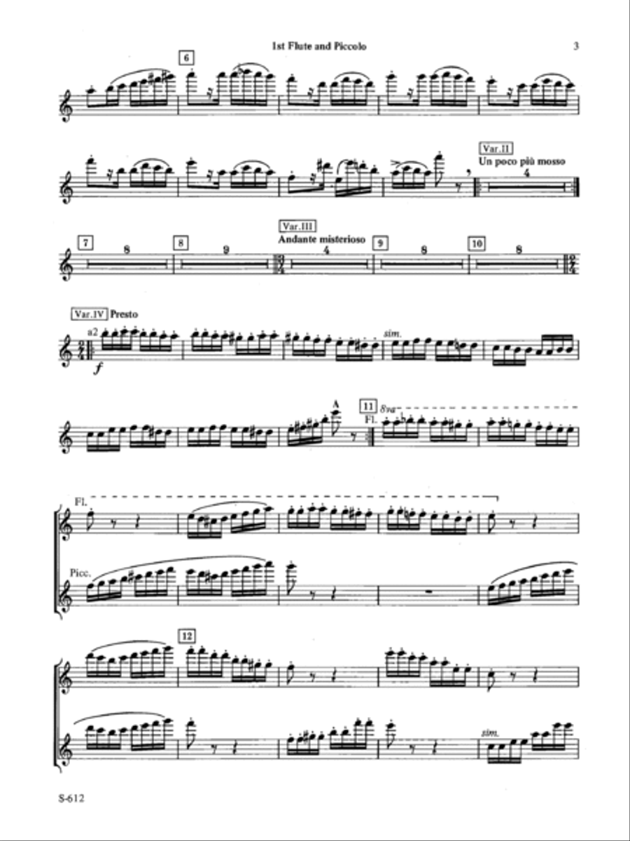 Fantasy Variations on a Theme of Paganini - Flute 1/Piccolo Concert Band scores gallery preview page 3