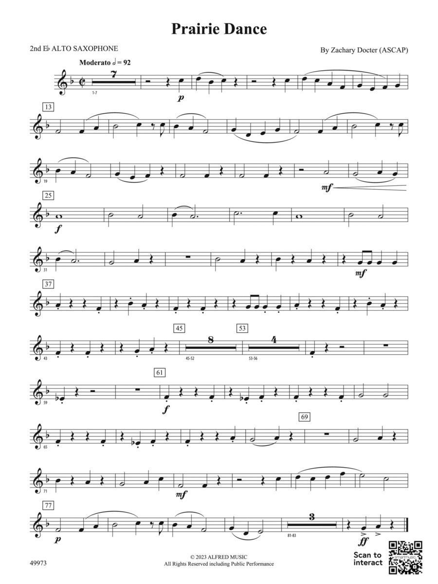 Prairie Dance: 2nd E-flat Alto Saxophone Concert Band scores gallery preview page 1