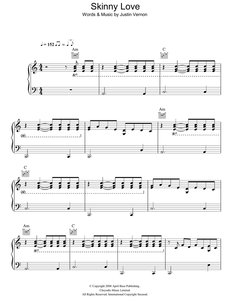 Skinny Love Acoustic Guitar scores gallery preview page 1