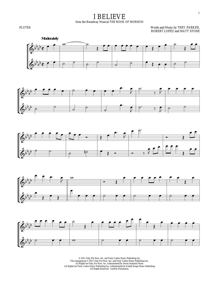 I Believe Flute Duet scores gallery preview page 1