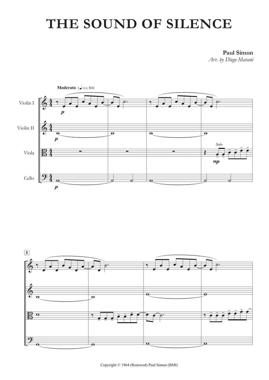 The Sound Of Silence String Quartet scores gallery preview page 1