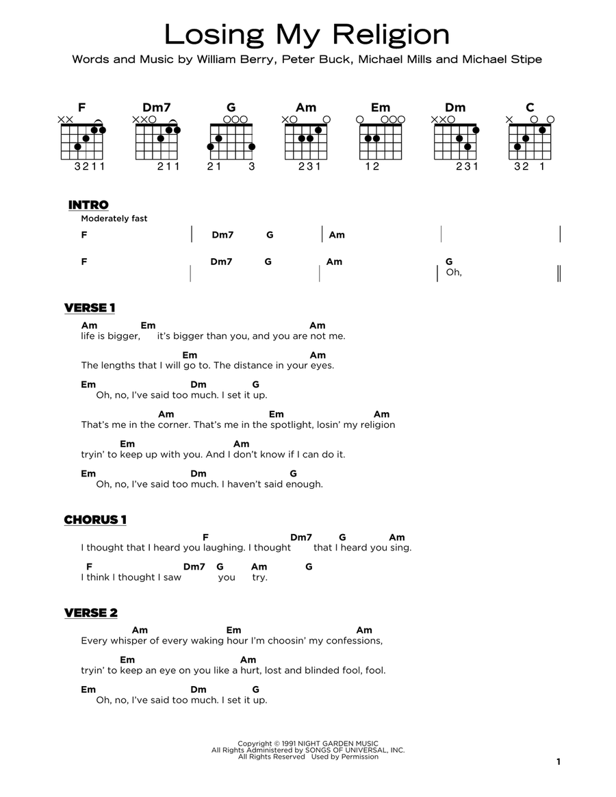 Losing My Religion Losing My Religion Acoustic Guitar scores gallery preview page 1