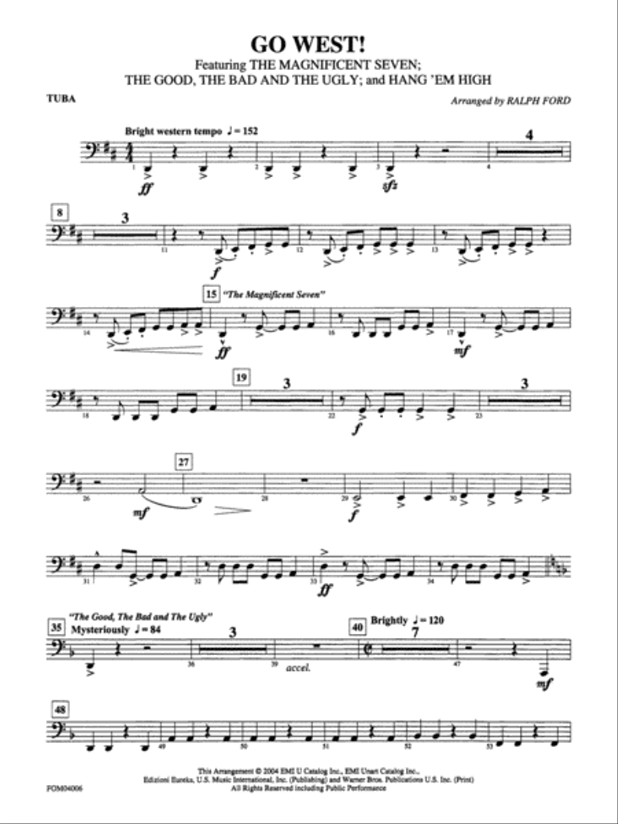 Go West! (Medley): Tuba Go West! (Medley): Tuba Full Orchestra scores gallery preview page 1