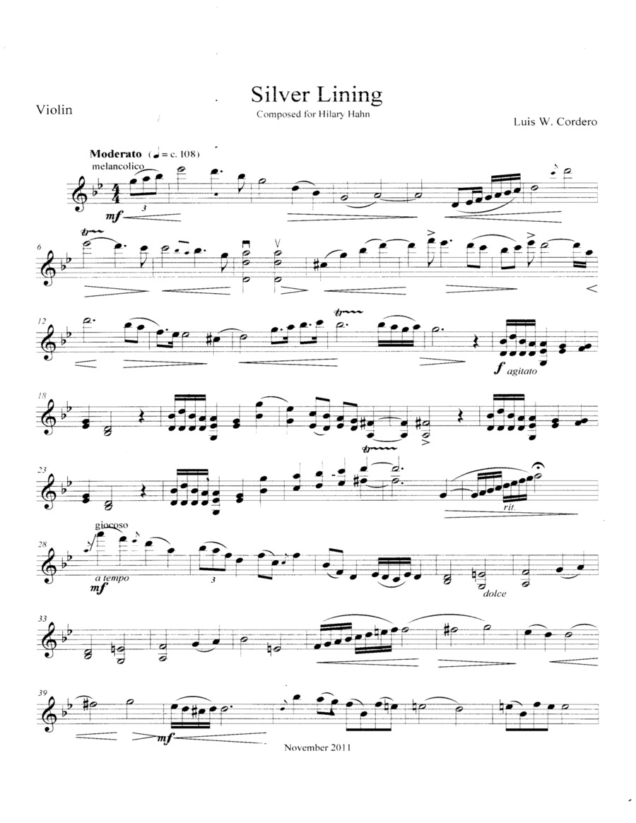 Silver Lining Violin Solo scores gallery preview page 1