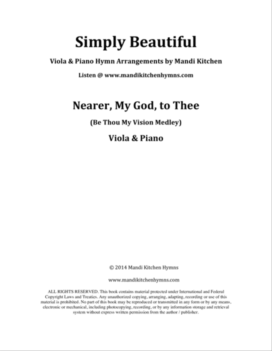 Nearer, My God, to Thee (Be Thou My Vision Medley) Viola & Piano Duet image number null