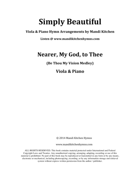 Nearer, My God, to Thee (Be Thou My Vision Medley) Viola & Piano Duet image number null