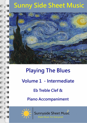 Book cover for Playing The Blues volume 1 for Eb Pitch Treble Clef instruments