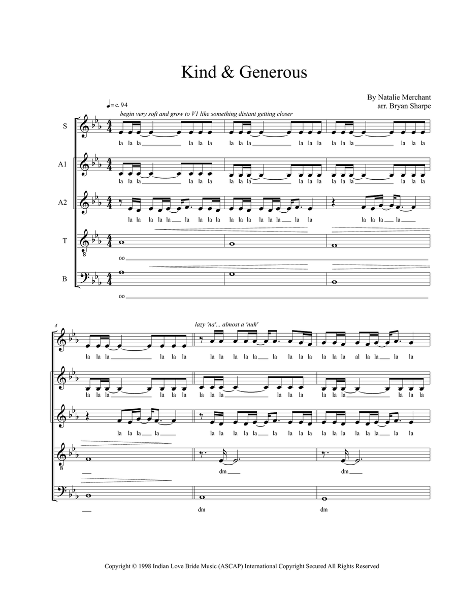 Kind & Generous Divisi scores gallery preview page 1