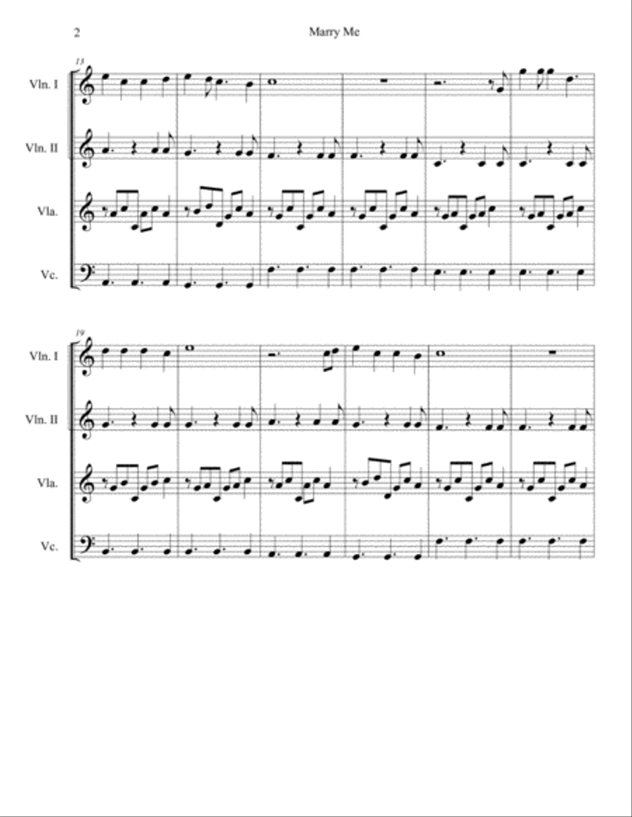 Marry Me String Quartet scores gallery preview page 2