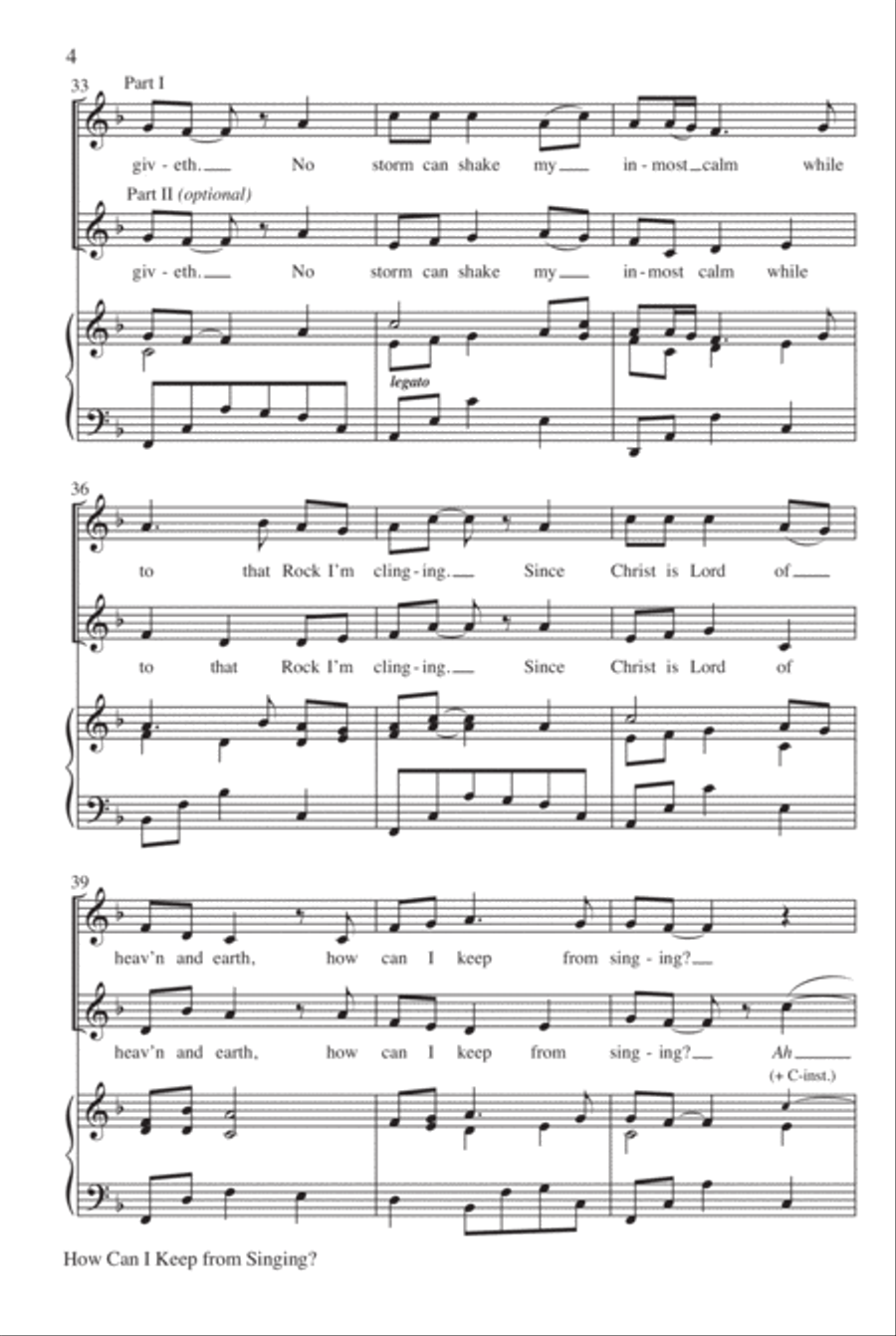 How Can I Keep from Singing? Unison Choir scores gallery preview page 5