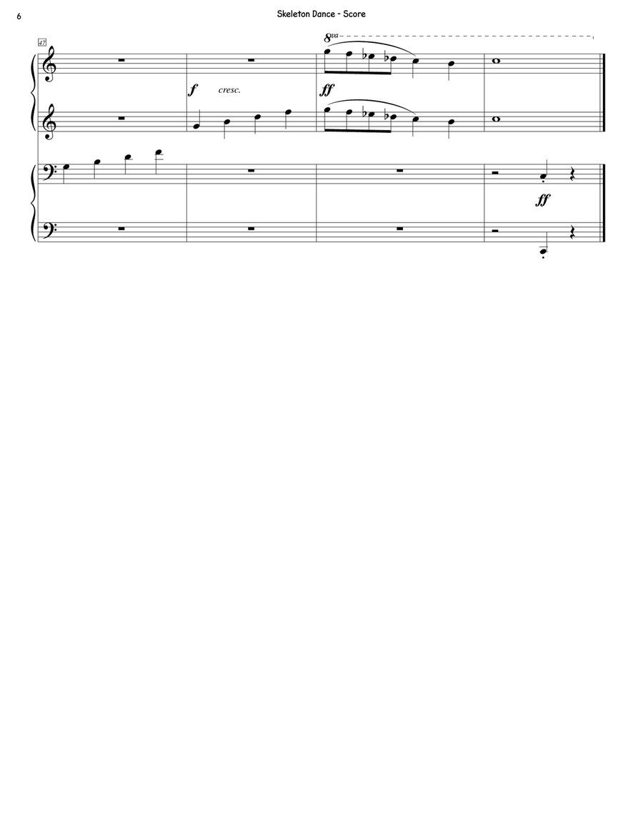 Skeleton Dance (1 piano, 4 hands) 1 Piano, 4-Hands scores gallery preview page 6