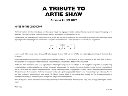 A Tribute to Artie Shaw: Score