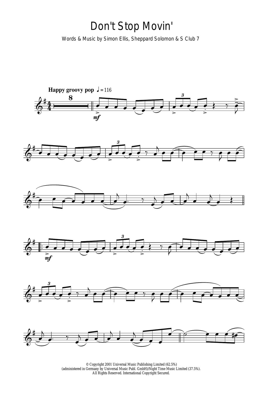 Don't Stop Movin' Don't Stop Movin' Alto Saxophone scores gallery preview page 1