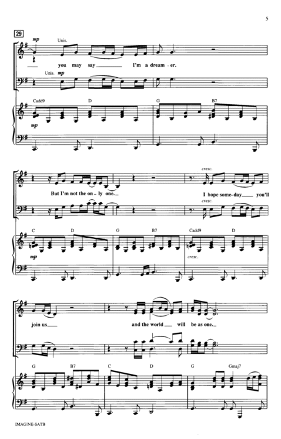Imagine (arr. Mac Huff) 4-Part scores gallery preview page 4