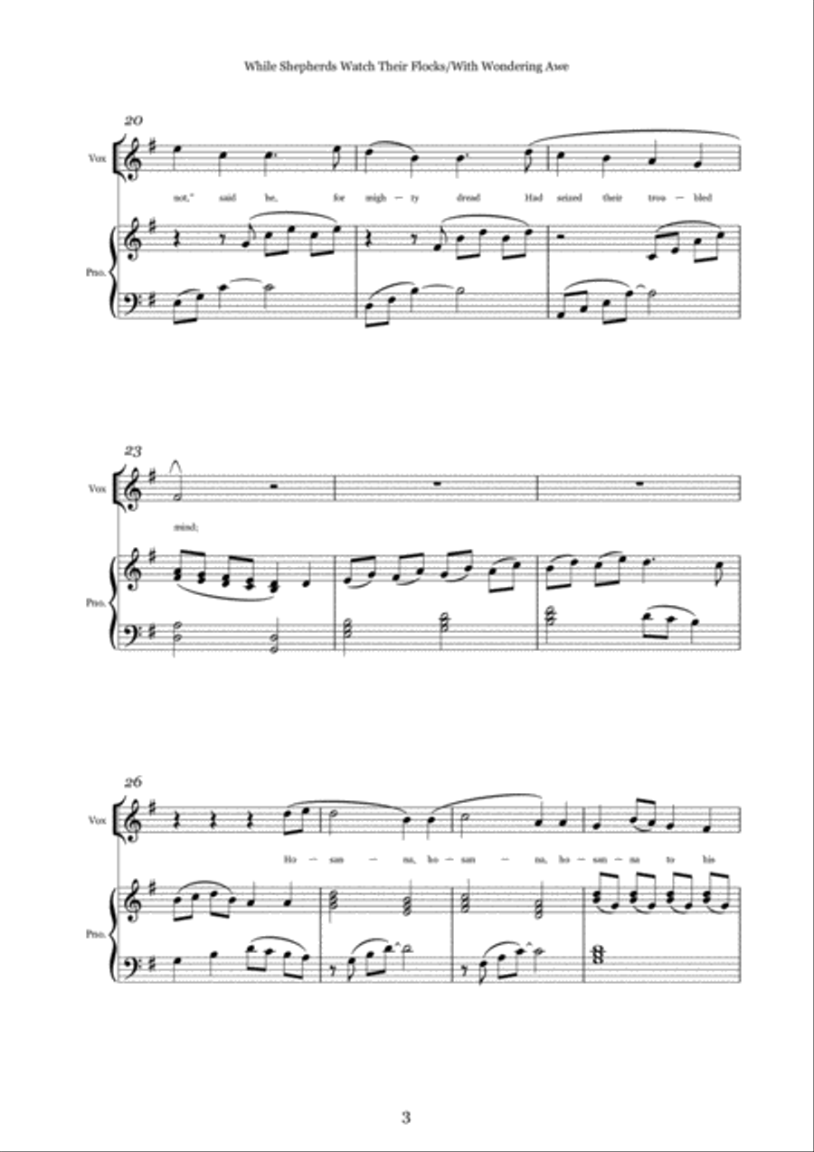 While Shepherds Watched Their Flocks/With Wondering Awe Soprano Voice scores gallery preview page 3