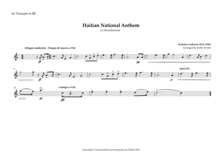 Haitian (La Dessalinienne) National Anthem for Brass Quintet MFAO World National Anthem Series image number null
