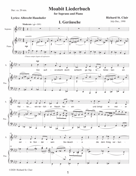 MOABIT LIEDERBUCH, 9 Lieder for Soprano and Piano (New Edition 2020)
